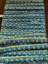 Acabamento de trança francês vintage não usado 1/2” azul e verde - vendido por jarda comprar usado  Enviando para Brazil