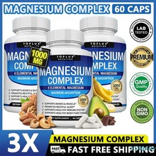 1-3PACOTES Complexo de Magnésio 1000mg, 8 Magnésio Elemental, Sem Glúten-Não-OGM comprar usado  Enviando para Brazil