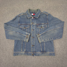 Jaqueta masculina Tommy Hilfiger GRANDE azul denim botão motociclista inverno casual tamanho G comprar usado  Enviando para Brazil