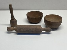 Usado, Antique Primitive Miniature Dollhouse Wooden Kitchen Tools Set Of 4 Pieces  comprar usado Usado, Antique Primitive Miniature Dollhouse Wooden Kitchen Tools Set Of 4 Pieces  comprar usado  Enviando para Brazil