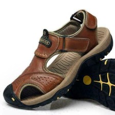 Usado, Sandálias masculinas de caminhada ao ar livre verão acampamento pescador sapatos de couro genuíno EUA comprar usado  Enviando para Brazil