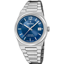Relógio feminino FESTINA fabricado na Suíça quartzo 35 mm mostrador azul SS F20035-4 comprar usado  Enviando para Brazil