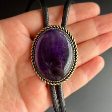 Pedra de ametista natural masculina bolo gravata cowboy vintage liga encerada corda casamento comprar usado  Enviando para Brazil