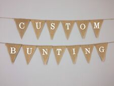 BUNTING PERSONALIZADO. Bandeiras de Hessian. FORMA DE CAUDA DE TRIÂNGULO OU ANDORINHA. Tecido. comprar usado  Enviando para Brazil