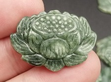 Pingente de flor de lótus esculpida em jadeíta natural tipo A verde oleosa certificado, usado comprar usado  Enviando para Brazil
