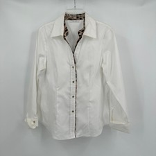 Usado, Camisa Calvin Klein Feminina L Acabamento Leopardo Branco Estampa Animal Botão para Cima Clássica comprar usado  Enviando para Brazil