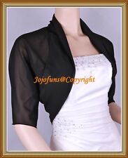 BLACK CHIFFON SHRUG/BOLERO/CAPA/ENVOLTÓRIO/JAQUETA, 1/2 manga, usado comprar usado  Enviando para Brazil