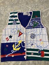 Colete clássico vintage Donnkenny feminino, números de bandeiras âncora design náutico comprar usado  Enviando para Brazil
