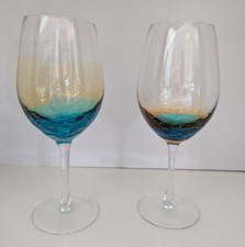 2 Pier 1 Importado Ombre Crackle Copo Taças de Vinho Azul Verde 18 oz RARO comprar usado  Enviando para Brazil