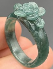 Usado, Anel de flor de jade rosa jadeíta verde natural com certificação em vídeo nº. 7,5 戒指 419196 comprar usado  Enviando para Brazil