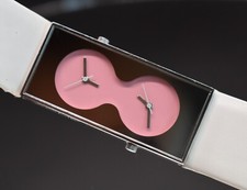 Acme Studio QKR04W Bi Relógio Espelho Dual Time Karim Rashid Rosa Branco BATERIA NOVA, usado comprar usado  Enviando para Brazil