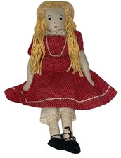 Hermoso conjunto de muñeca de trapo Edith Flack Ackley hecha a mano cara bordada segunda mano  Embacar hacia Mexico