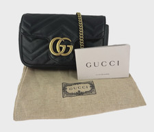 Bolsa tiracolo Gucci $1.200 autêntica ouro preto GG Marmont super mini couro ESTADO PERFEITO comprar usado  Enviando para Brazil