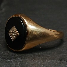 Anel de ouro 9 quilates com sinete de diamante joias finas totalmente marcado 2,77 g RMF23-SJT  comprar usado  Enviando para Brazil
