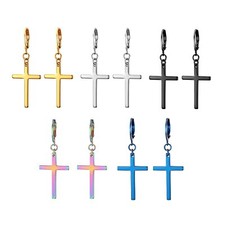 Brincos de argola articulados masculinos femininos de aço inoxidável com gota cruzada fina pendente Huggie 2 peças comprar usado  Enviando para Brazil