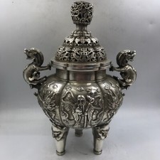 Série antiga de móveis queimadores de incenso de bronze branco Fortunate Longevity comprar usado  Enviando para Brazil