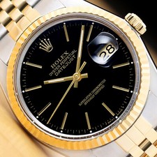 RELÓGIO ROLEX MASCULINO DATEJUST 16013 MOSTRADOR PRETO OURO AMARELO 18K E AÇO INOXIDÁVEL comprar usado  Enviando para Brazil