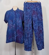 Conjunto de Calças Top Vintage Anos 90 Azul Roxo Batik Tamanho Grande Misses Tamanho M L Kulit comprar usado  Enviando para Brazil