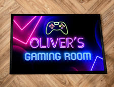 Tapete Gamer Personalizado, Tapete de Neon para Sala de Jogos, Gamertag Antiderrapante Tapete de Porta 60x40cm comprar usado  Enviando para Brazil