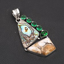 Pingente de pedra preciosa de quartzo verde concha Abalone feito à mão joia presente 2,8" AP-88569, usado comprar usado  Enviando para Brazil