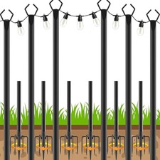 Usado, AHRLHR PACOTE COM 6 POSTES DE LUZ DE CORDA 10 PÉS POSTE DE LUZ DE METAL BIFURCADO - PRETO comprar usado  Enviando para Brazil