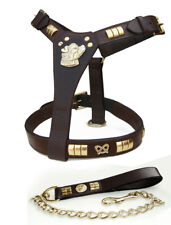 STAFFORDSHIRE BULL TERRIER ARNÊS DE COURO PARA CÃES E CONJUNTO DE CORRENTE DE CHUMBO EM LATÃO comprar usado  Enviando para Brazil