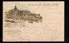 Litografia Berlin-Halensee, Gasthaus Kaiser-Wilhelm-Garten, Bes. M. Burghardt , używany na sprzedaż  Wysyłka do Poland