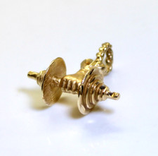 Pingente/charme de haltere unissex para levantamento de peso 3D ouro 14K pesado e bem feito, usado comprar usado  Enviando para Brazil