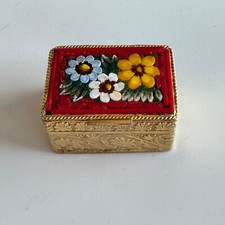 Usado, Vintage Italiano Micro Mosaico Caixa de Bugigangas Vermelho Floral Top – Retângulo Itália comprar usado  Enviando para Brazil