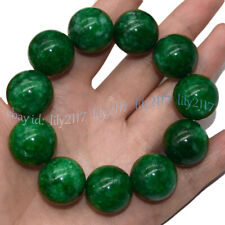 Enorme pulseira elástica de contas redondas de jaspe de jade verde natural de 20 mm 7,5"" comprar usado  Enviando para Brazil