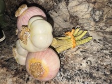 Alho e cebola de cerâmica vintage feitos à mão na Itália decoração chique para casa de fazenda, usado comprar usado  Enviando para Brazil