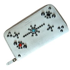 Usado, Polo Ralph Lauren Women's White Leather Rugged Western Studded Zip Wallet  comprar usado  Enviando para Brazil