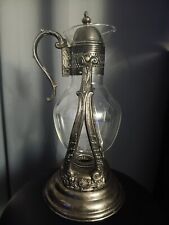 Garrafa de café e suporte de aquecimento vintage Art Nouveau prata prato e vidro inclinável comprar usado  Enviando para Brazil
