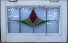 VITRAL GEOMÉTRICO INGLÊS ANTIGO COM CHUMBO 22" X 14" comprar usado  Enviando para Brazil