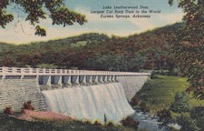 Cartão postal Eureka Springs Arkansas AR Lake Leatherwood corte barragem rocha D16, usado comprar usado  Enviando para Brazil