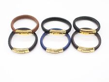 Pulseira/pulseira masculina de couro com fecho de mola cor dourada comprar usado  Enviando para Brazil