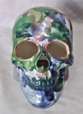 Multicoloured pottery skull for sale  SEAHAM