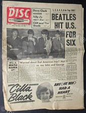 1964 Disc Music Paper " the Beatles Hit U.S. for Six  " headline 2.2.1964 comprar usado 1964 Disc Music Paper " the Beatles Hit U.S. for Six  " headline 2.2.1964 comprar usado  Enviando para Brazil