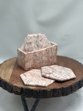 Conjunto de montanha-russa hexagonal vintage pedra natural mármore rosa alabastro com suporte comprar usado  Enviando para Brazil