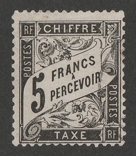 FRANÇA 1881 Postage Due 5Fr preto. Gato SG D295 £2500. RARO GENUÍNO! comprar usado  Enviando para Brazil