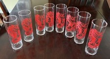 Divertido Vintage Anos 70 Red Dragon Conjunto de 8 Óculos Slim Tom Collins 7" de Altura comprar usado  Enviando para Brazil
