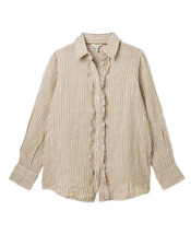 Camisa feminina Ex Joules manga longa selene 100% linho marrom/branco comprar usado  Enviando para Brazil