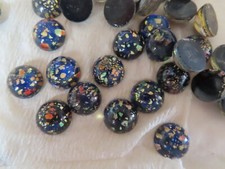 Pacote completo 36 tchecos. Cabochões redondos de vidro opala preta 13mm. comprar usado  Enviando para Brazil