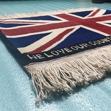 Usado, Tapete de lã 2′x1′ bandeira do Reino Unido legenda patriótica atada à mão comprar usado Usado, Tapete de lã 2′x1′ bandeira do Reino Unido legenda patriótica atada à mão comprar usado  Enviando para Brazil