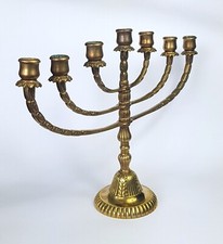 Menora Tradycyjna żydowska 7 ramion Kandelabra Solidny mosiądz Malm Szwecja Orig. Znak. na sprzedaż  PL