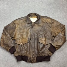 Jaqueta voadora de couro adulto grande marrom bombardeiro aviador voo militar EUA masculina*, usado comprar usado  Enviando para Brazil