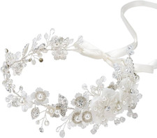 NOVA Tiara de Cabelo Folha Cristal e Pérola Casamento Acessórios de Cabelo de Noiva comprar usado  Enviando para Brazil