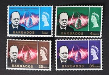 MayfairStamps Barbados czyste zawiasy Scott 281-284 Sir Winston Churchill Statesman, używany na sprzedaż  Wysyłka do Poland