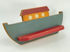 Prateleira de madeira vintage 1996 navio náutico marítimo barco 16 x 7,5 azul vermelho comprar usado  Enviando para Brazil