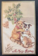 Cartão postal de Natal com dois cães de trenó Snowy Hillside em relevo de 1982 comprar usado  Enviando para Brazil